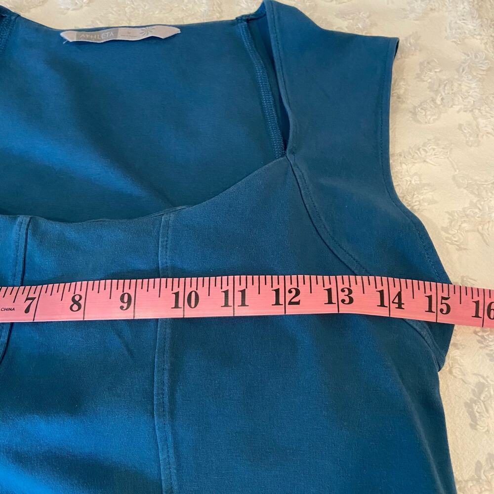 Athleta Teal Square-Neck Cap-Sleeve Mini Dress - Picture 6 of 7